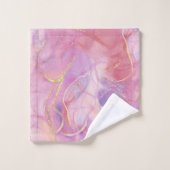 Une finition rose et Marbre blanc avec or brossé (Gant de toilette)