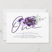 Une Fleurs violettes 1er Invitation de fête d'anni (Devant)