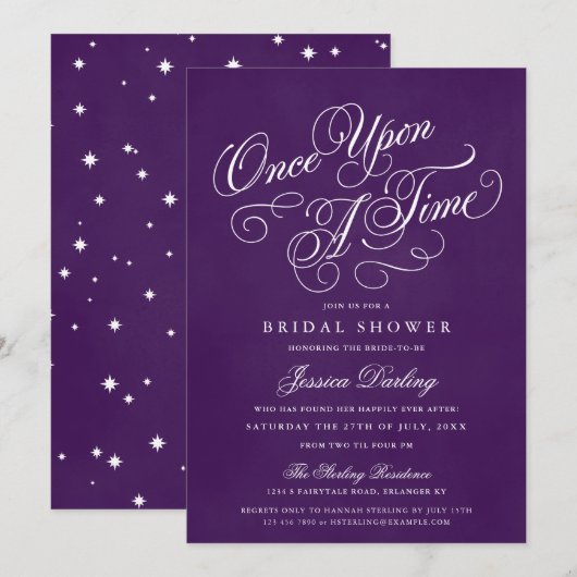 Une Fois Douche Invitations Royal Purple (Devant / Derrière)