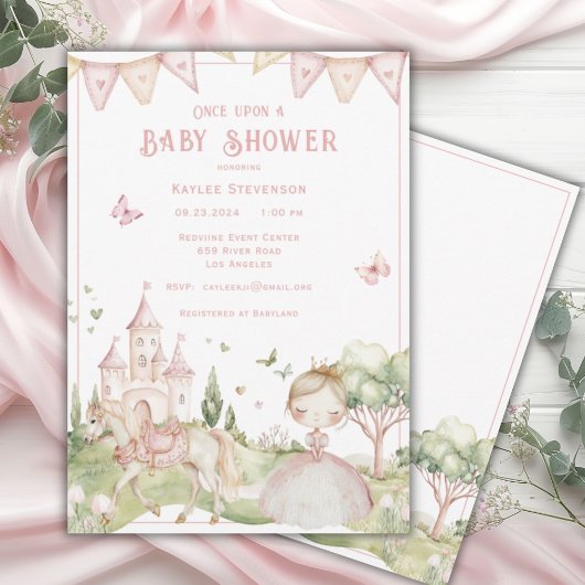 Une fois sur un Baby shower Princesse Invitation