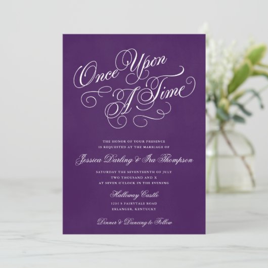 Une Fois Un Mariage Invitations Royal Purple (Debout devant)