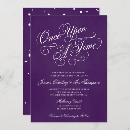 Une Fois Un Mariage Invitations Royal Purple (Devant / Derrière)