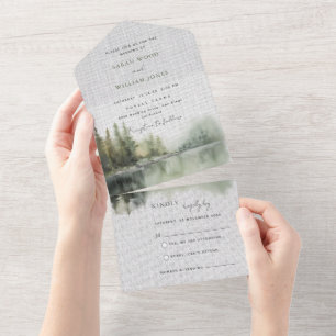 Une forêt verte tout en un mariage Invitation