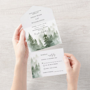 Une forêt verte tout en un mariage Invitation