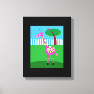 Une girafe rose vit dans ma toile Jardin enveloppé