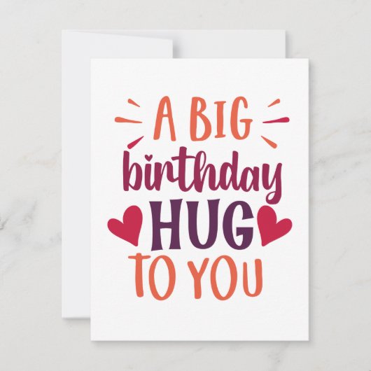 Une grande carte cadeau d'anniversaire Hug Birthda (Devant)