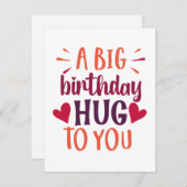Une grande carte cadeau d'anniversaire Hug Birthda (Devant / Derrière)