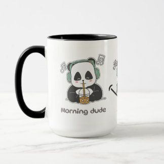 Une grande Mug blanche et noire avec panda mignonn