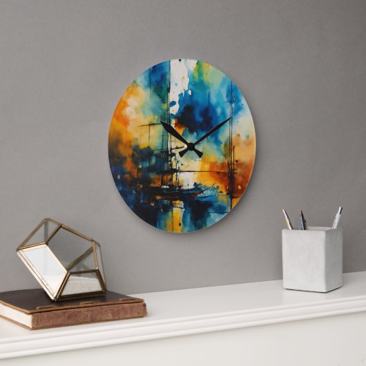 une horloge murale de peinture abstraite (Bureau)