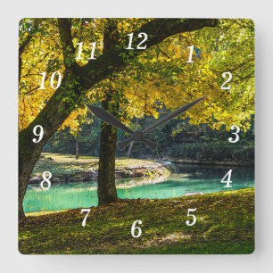 Une horloge murale sous l'arbre ombragé