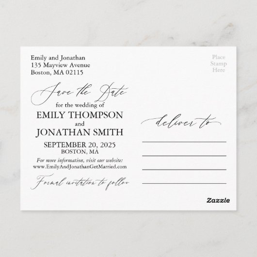 Une image Enregistrer la carte postale Date en noi (Dos)