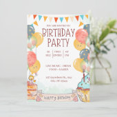 Une invitation à la fête d'anniversaire de couleur (Debout devant)