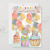 Une invitation à la fête d'anniversaire de couleur (Dos)