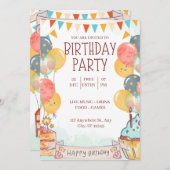 Une invitation à la fête d'anniversaire de couleur (Devant / Derrière)