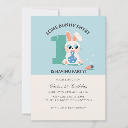 Une invitation à l'anniversaire de lapin doux lapi (Devant)