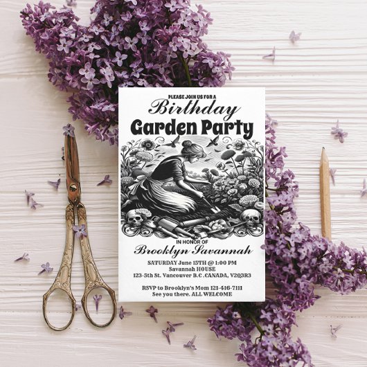Une invitation à une fête de jardin pour les trava