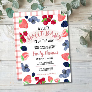 Une invitation au Baby shower doux Berry