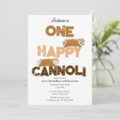 Une invitation cannoli heureuse pour un 1er annive (Debout devant)