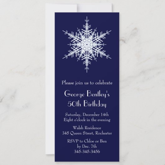 Une invitation d'anniversaire 50 ans d'hiver bleu (Devant)