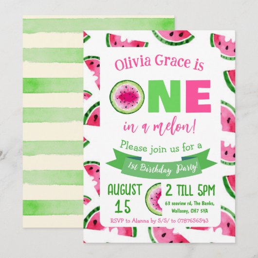 UNE invitation d'anniversaire dans un melon, pastè (Devant / Derrière)