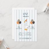 Une invitation d'anniversaire de carte plate de Un (Devant/Arrière en situation)