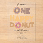 Une invitation d'anniversaire de donut heureux 1er (Recto)