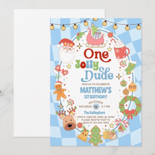 Une invitation d'anniversaire de Noël pour un garç (Devant / Derrière)