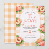 Une invitation d'anniversaire douce petite pêche (Devant / Derrière)