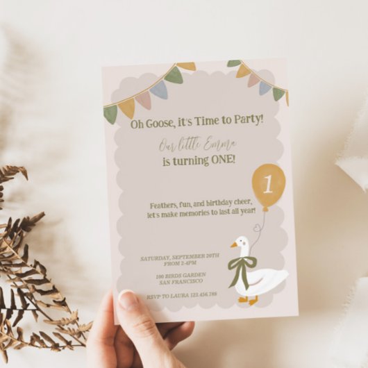 Une invitation d'anniversaire pastel de l'oie farf