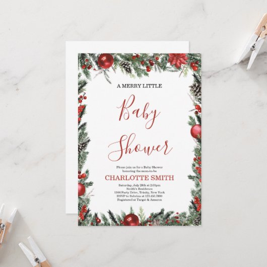 Une invitation de baby shower joyeuse (Devant/Arrière en situation)