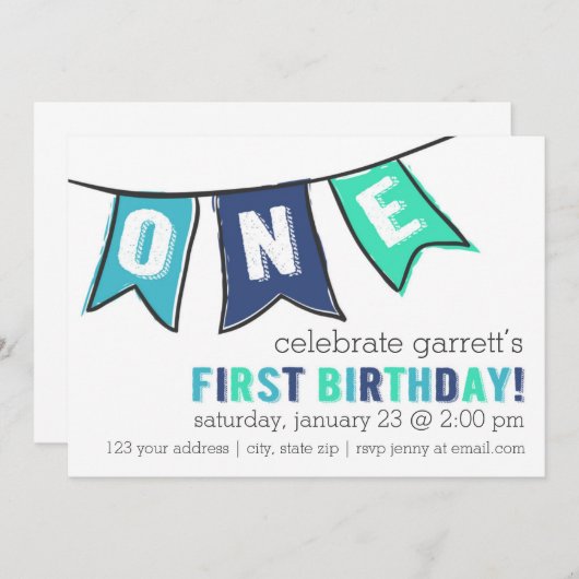 Une invitation de bannière - garçon (Devant / Derrière)