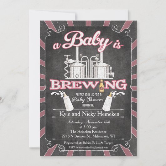 Une invitation de BBQ pour couples "Un bébé est en (Devant)