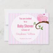 Une Invitation De Chouette Rose Baby shower (Devant)