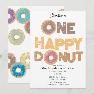 Une invitation de donut heureux pour le 1er annive