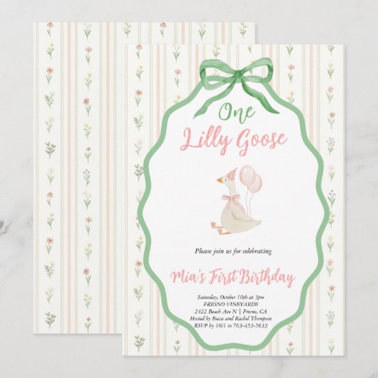 Une invitation de fête d'anniversaire florale d'oi (Devant / Derrière)