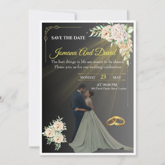 Une invitation de mariage avec un design simple ma (Devant)