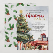 Une invitation de Noël à l'aquarelle chaleureuse e (Devant / Derrière)