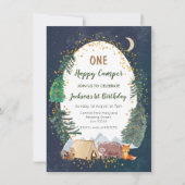 Une invitation de premier anniversaire de camping- (Devant)