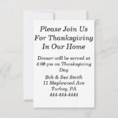 Une invitation de Thanksgiving à la mode Vintage (Dos)