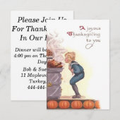 Une invitation de Thanksgiving à la mode Vintage (Devant / Derrière)