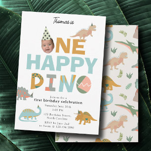 Une invitation Dino Dinosaure Happy pour 1er anniv