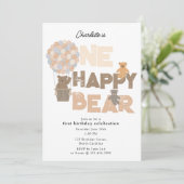 Une invitation d'ours heureux pour un 1er annivers (Debout devant)
