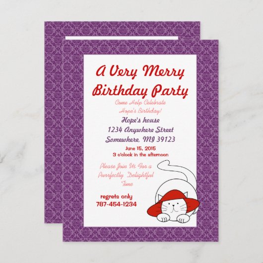 Une Invitation Parfaite À L'Anniversaire (Devant / Derrière)