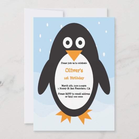 Une invitation pingouin parfaite pour un anniversa (Devant)