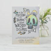 Une Invitation Plate De La Fête D'Halloween (Debout devant)