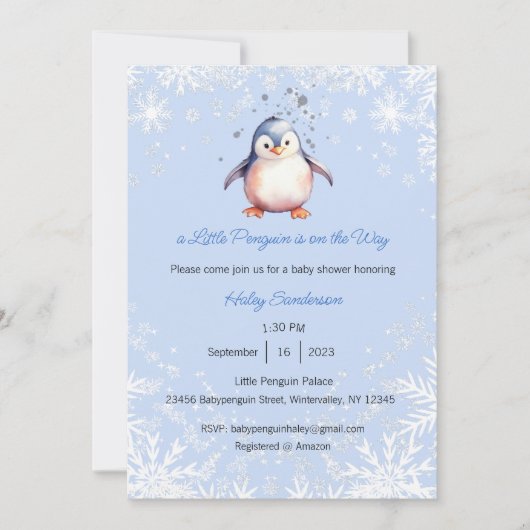 Une invitation pour l'arrivée d'un petit pingouin, (Devant)