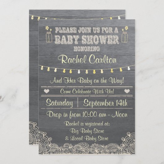Une invitation rustique de baby shower de pot de (Devant / Derrière)