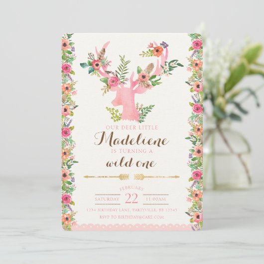 Une invitation sauvage d'anniversaire de Boho (Debout devant)