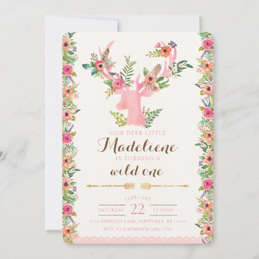 Une invitation sauvage d'anniversaire de Boho (Devant)