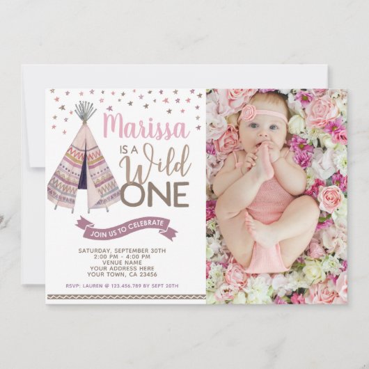 Une invitation sauvage d'anniversaire de Teepee (Devant)